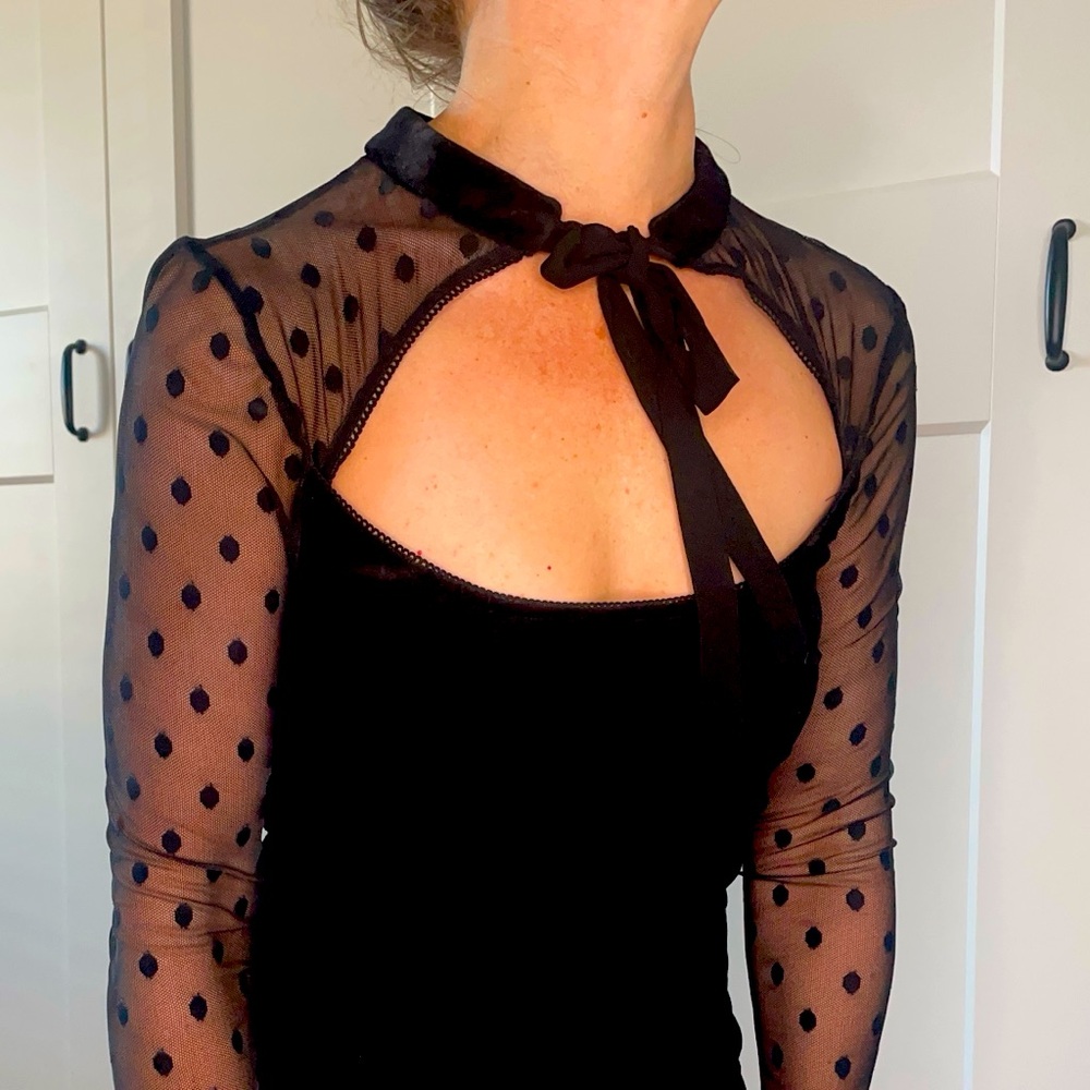 Vero Moda Black velvet and lace dress